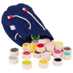 Mémo tactile des surfaces dans le sac – Jeu sensoriel en bois