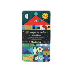 12 crayons de couleur métallisés – Collection Les Comètes Filantes – Moulin Roty