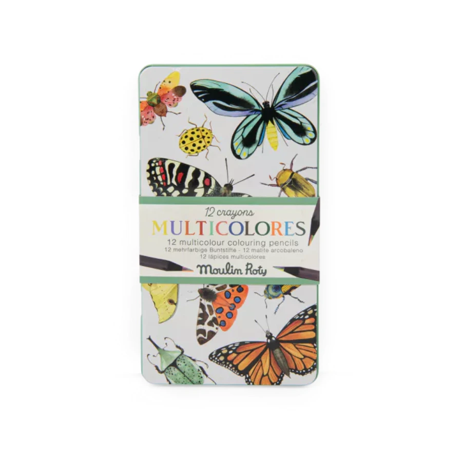 12 crayons de couleur multicolores Tout autour du monde