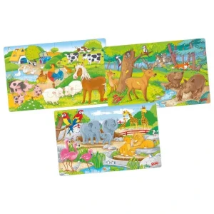 Lot de 3 puzzles en bois animaux | 3 x 24 pièces