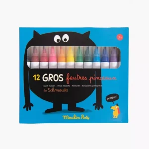 Set de 12 gros feutres pinceaux, collection Les Schmouks