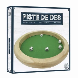 Piste de Dés 35 cm en Bois Massif avec 5 Dés