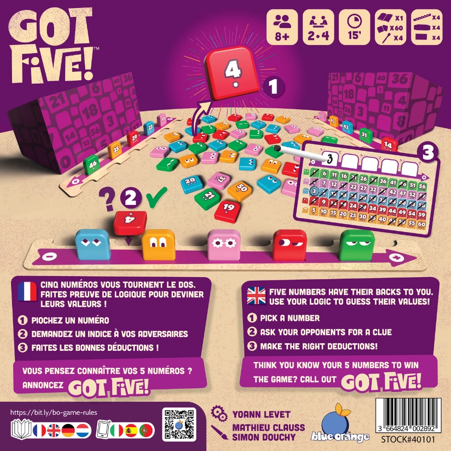 GOT FIVE – Jeu de logique et déduction dès 8 ans dos boite